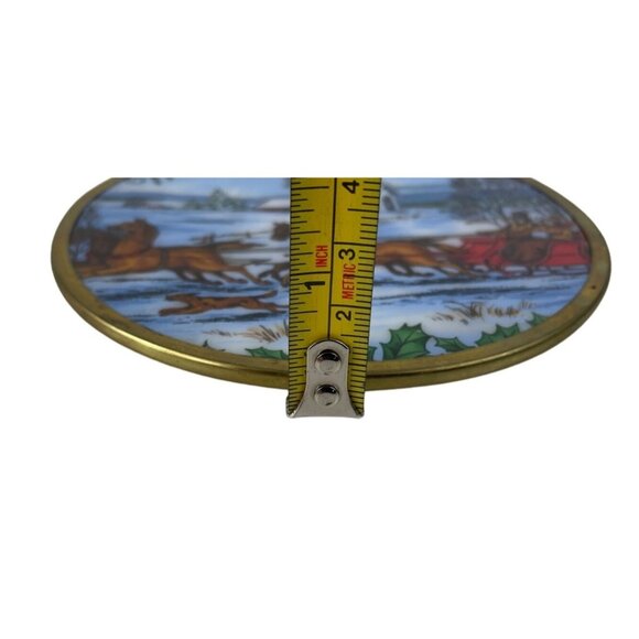 Vintage Merry Christmas Glass Window Suncatcher MulticolWinter Scene Sled Horses - Picture 8 of 8